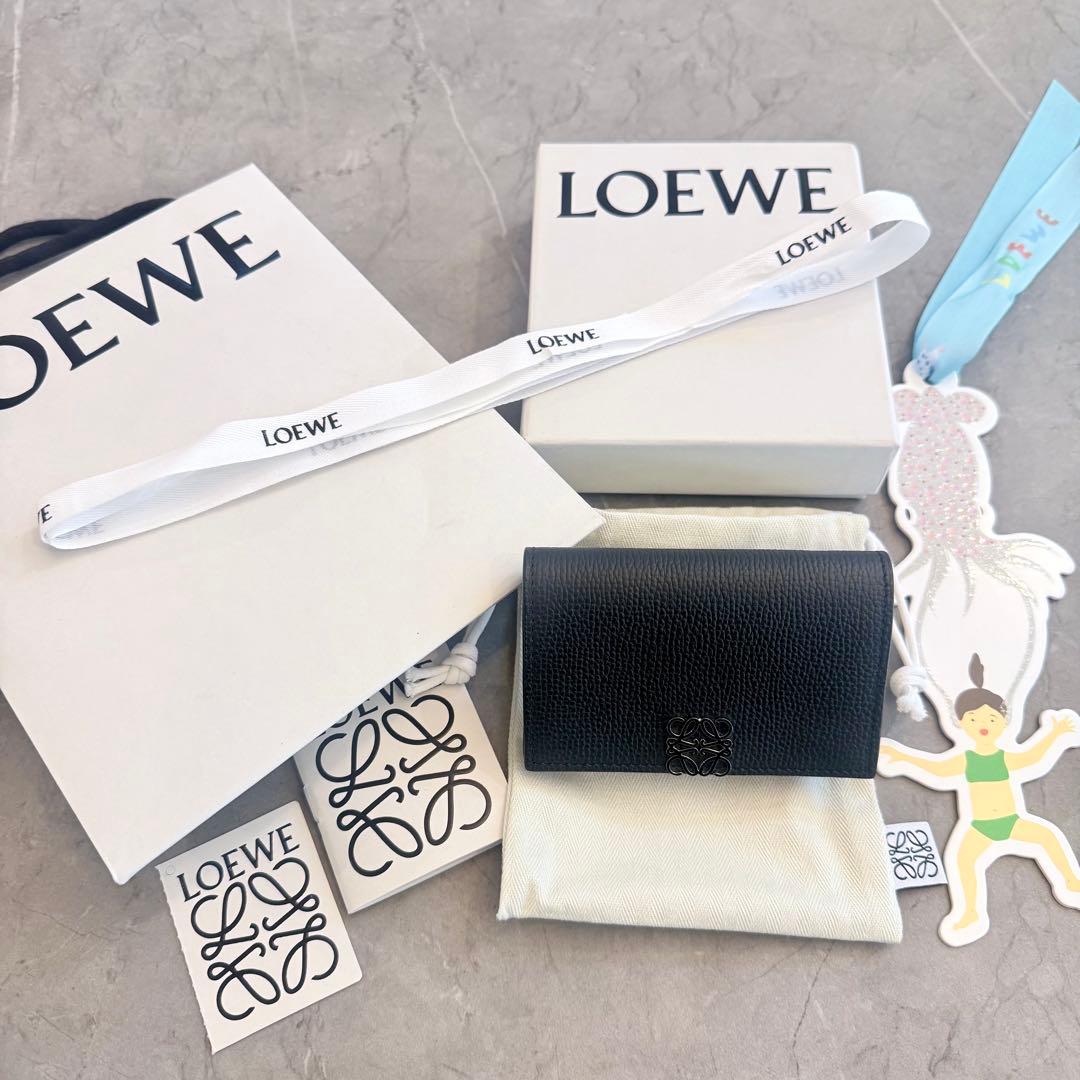 LOEWE ロエベ アナグラム ビジネスカードホルダー 名刺入れ ブラックレザー