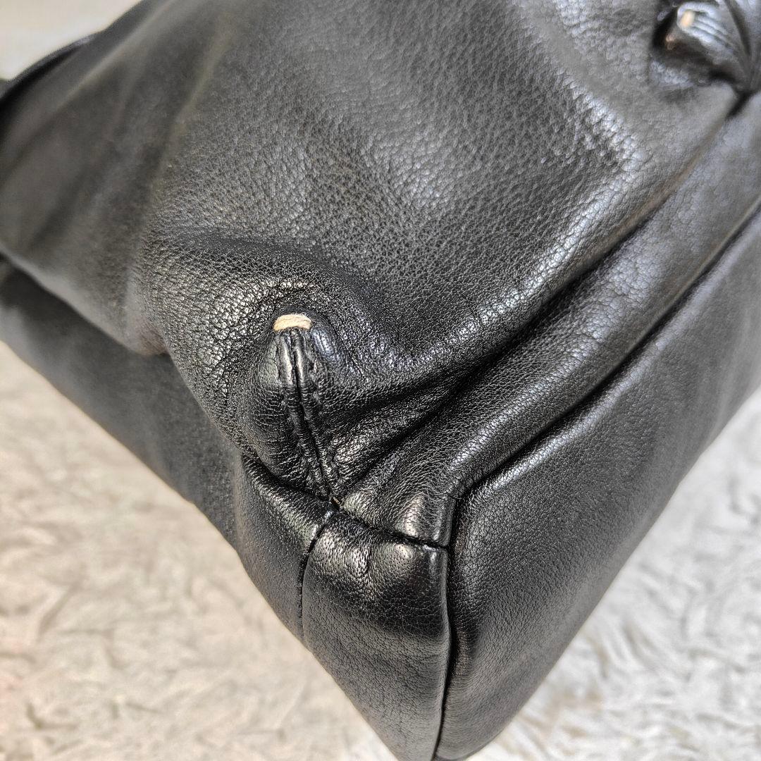 ✨未使用級✨ ゲンテン ショルダーバッグ フラップ シボ革 黒　2way