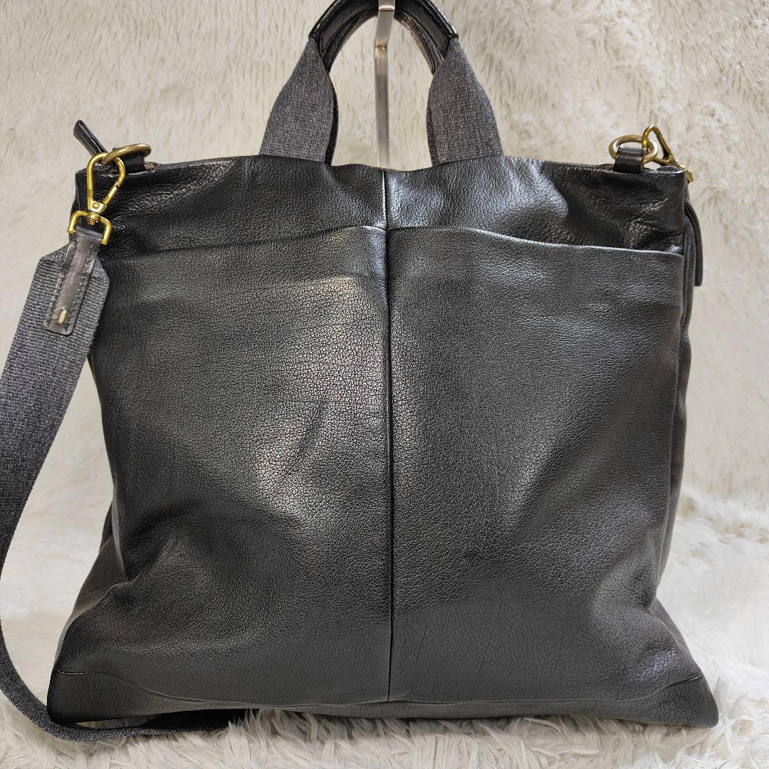 ✨未使用級✨ ゲンテン ショルダーバッグ フラップ シボ革 黒　2way