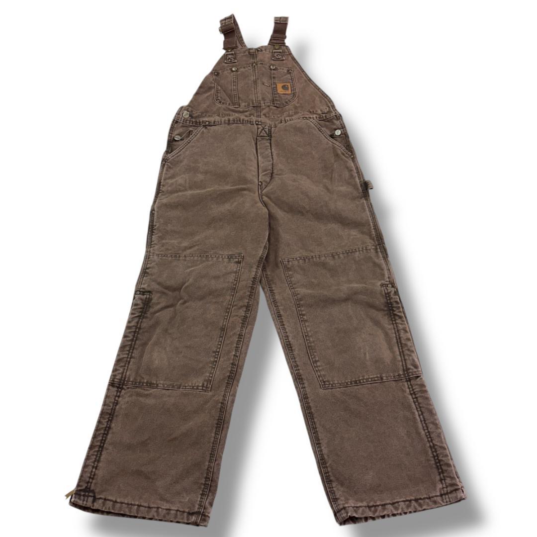 ふ*ぅ様 カーハート　USA製　ダブルニー　ストリート　オーバーオール　古着　茶