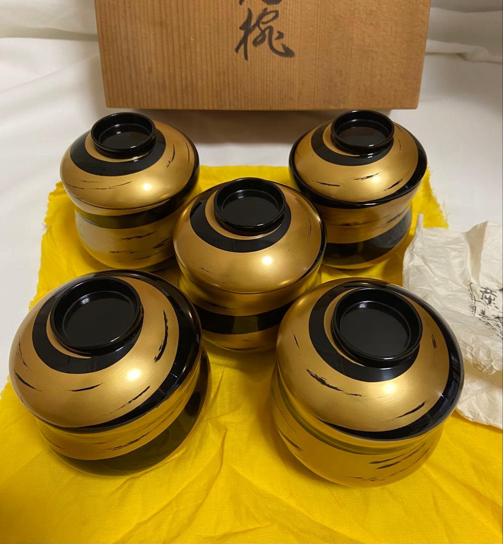 【輪島塗】　吸物椀　汁椀　5客　漆器