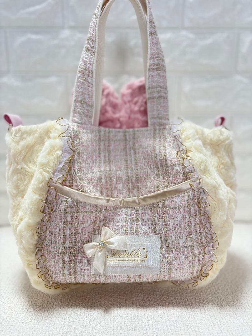 牡*❁様 コヤンイサムチョン　ハンドメイド　ファーバッグ　アンコちゃん　ツイード