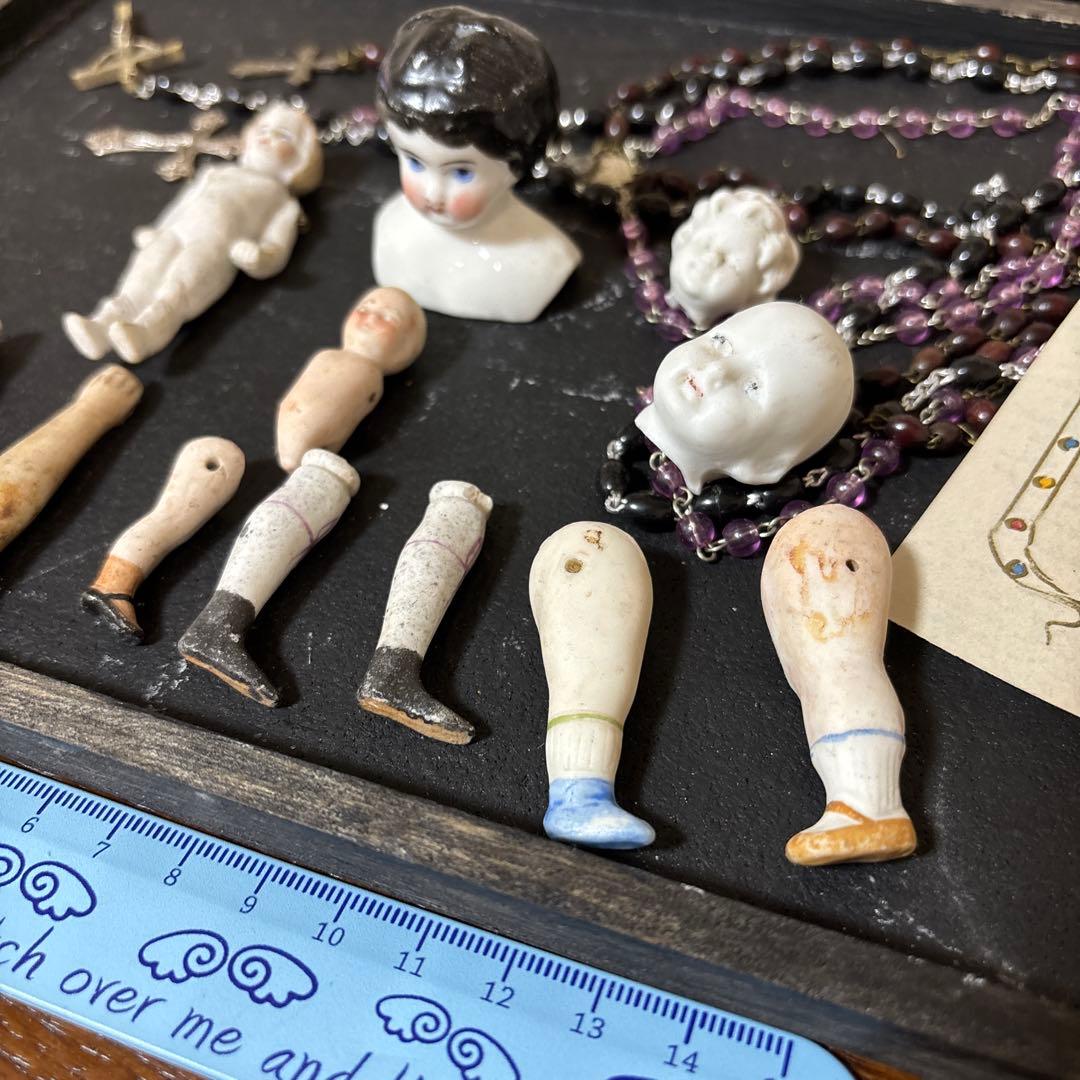 アンティーク　 ビスクドール　パーツ　etc ジャンクドロワーセット