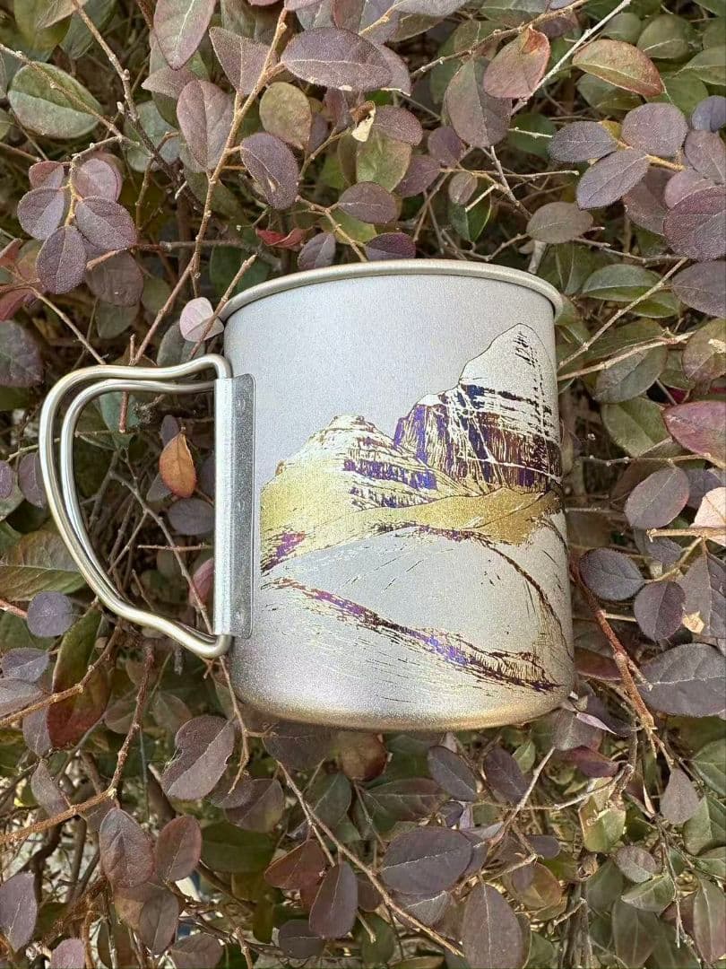 スノーピーク チタンマグ カスタム 陽極酸化 絶景 カイラス山　チタンカラー