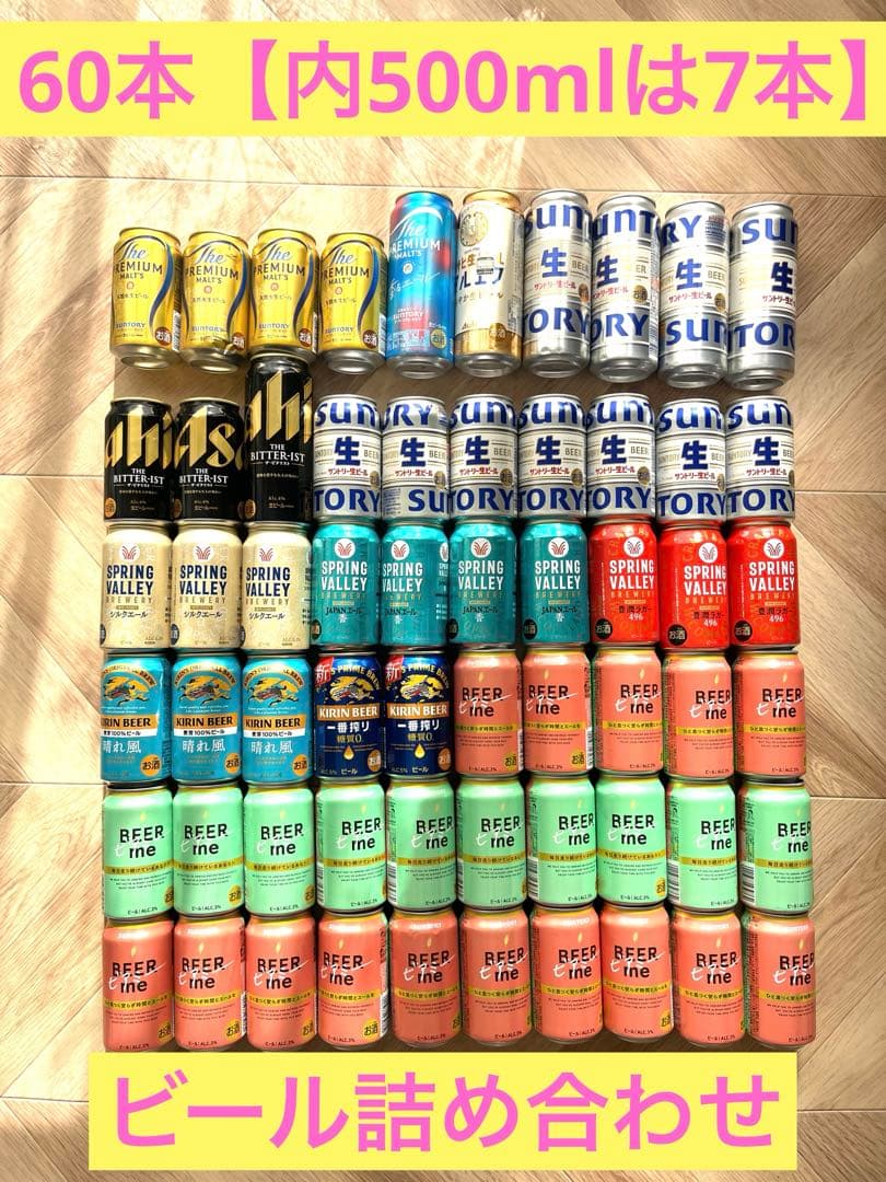 ビール　詰め合わせ　60本（内500ml 7本）