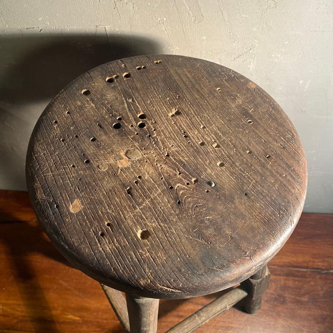 時代物 木製スツール アンティーク 古家具 古道具 丸椅子 花台 骨董品