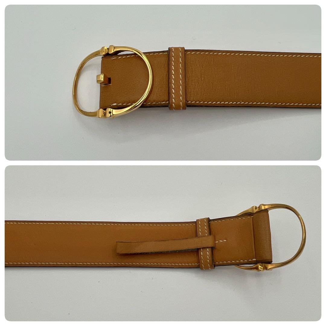 HERMES エルメス　ベルト　ブラウン　レザー◯G刻印　ゴールド金具