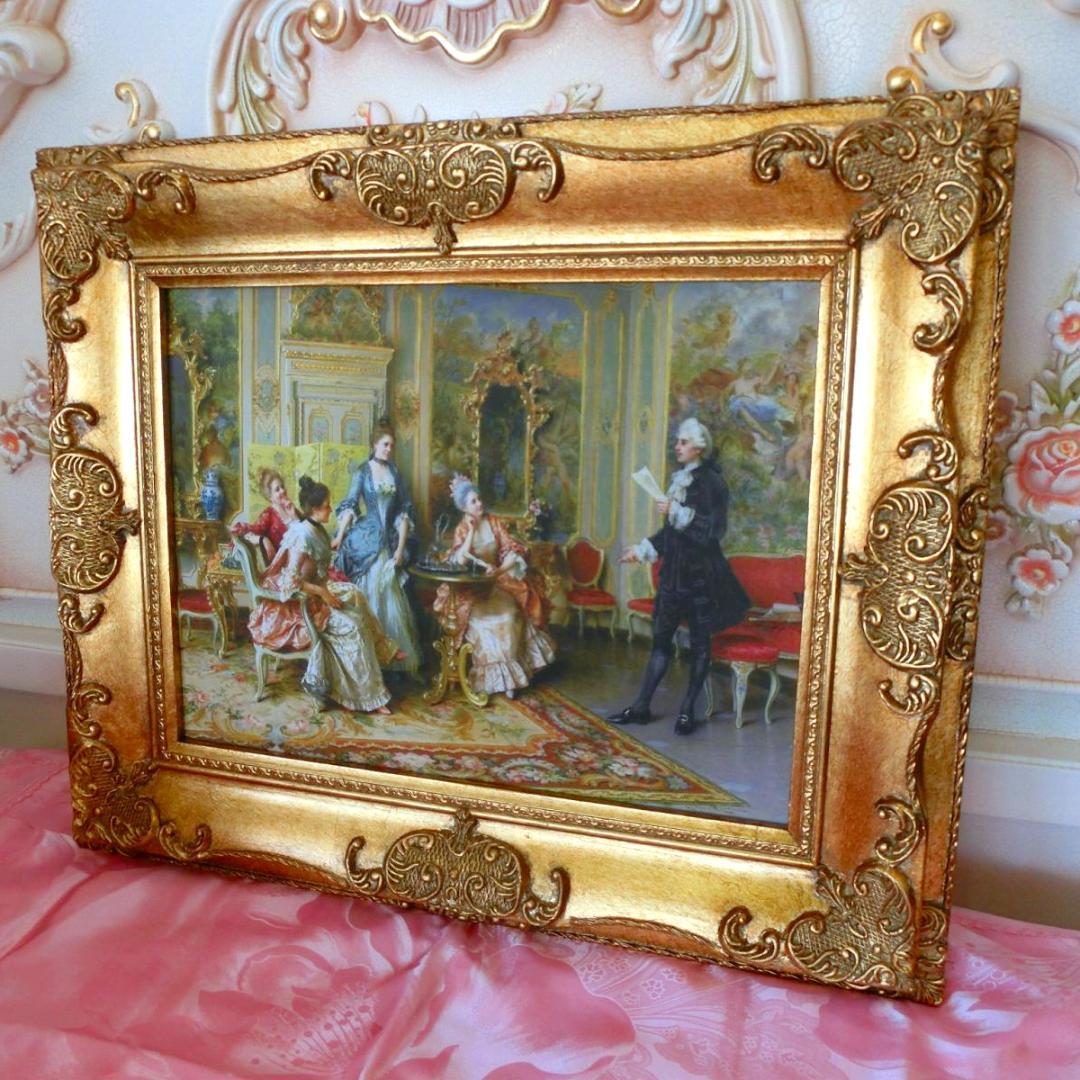 ロココ額絵　中世ヨーロッパ貴族　ゴールド　 2種よりお選び下さい。C・D