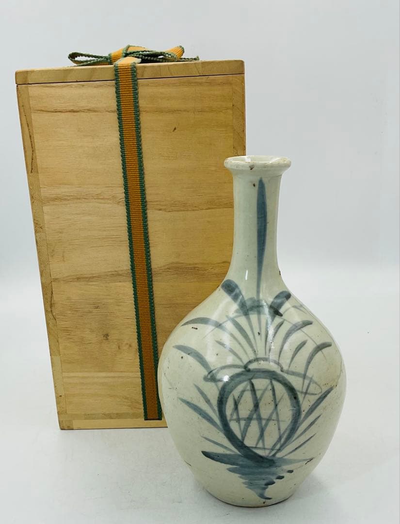 ★初期伊万里　江戸時代　パイナップル文染付徳利　箱付【516】★