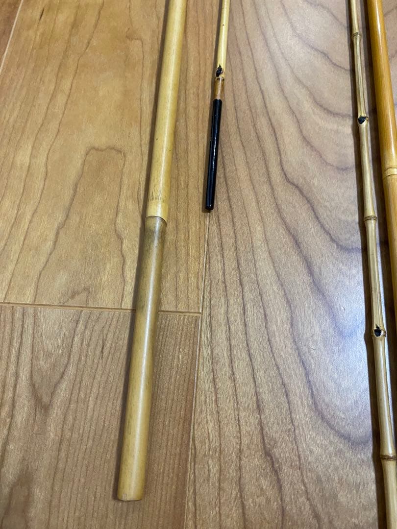 未使用　約750㎝　竹富　和竿　竹竿　7本継ぎ　　替え穂付　渓流　昭和　江戸