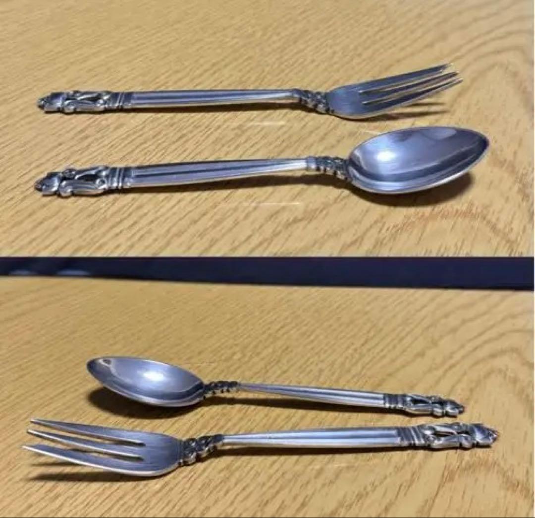 専用。、ヴィンテージ ジョージジェンセン　ティースプーンとフォーク2本セット