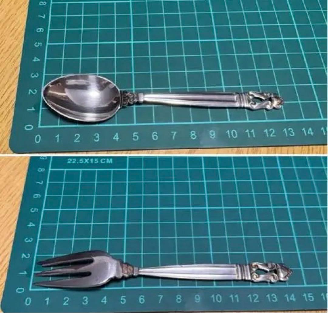専用。、ヴィンテージ ジョージジェンセン　ティースプーンとフォーク2本セット