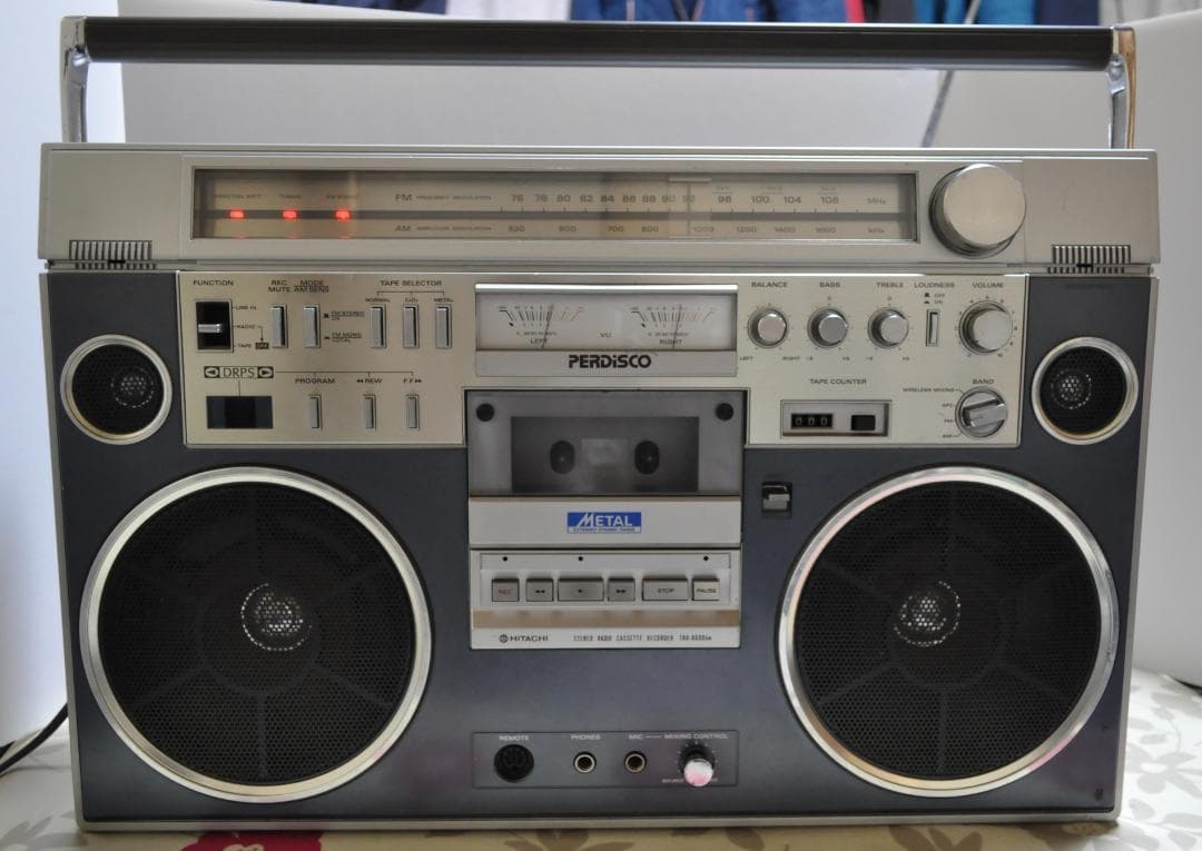 希少 日立 パディスコ ラジカセ TRK-8600 青 レトロラジオ 動作品