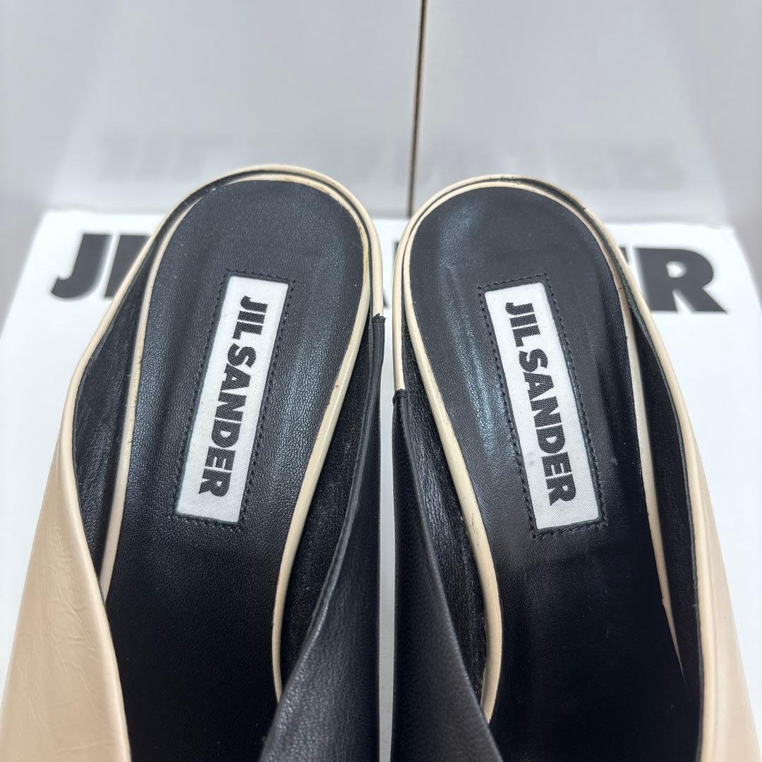 JIL SANDER ベージュ/ブラック バイカラー ミュール 36.5