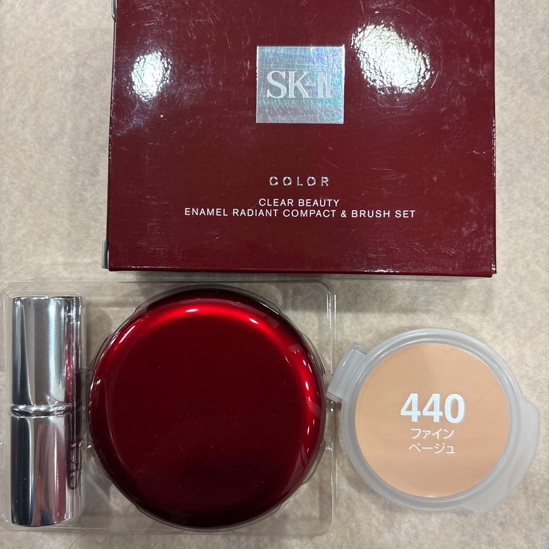 新品中古品SK-II ファンデーショ440番ケース&ブラシセット