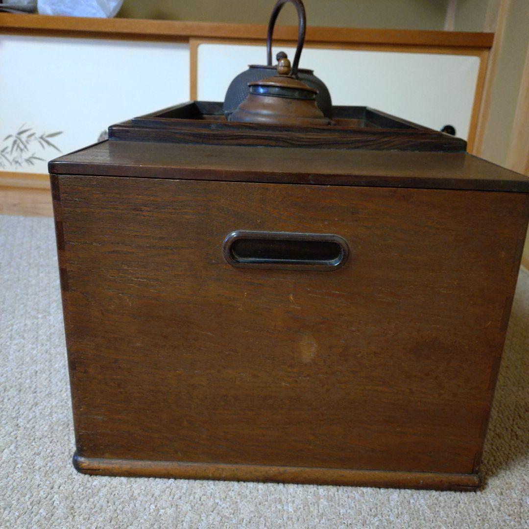 木製長火鉢 燗銅壺付 昭和レトロ 古民家 古道具 骨董品 おまけ火箸・煙管・灰掻