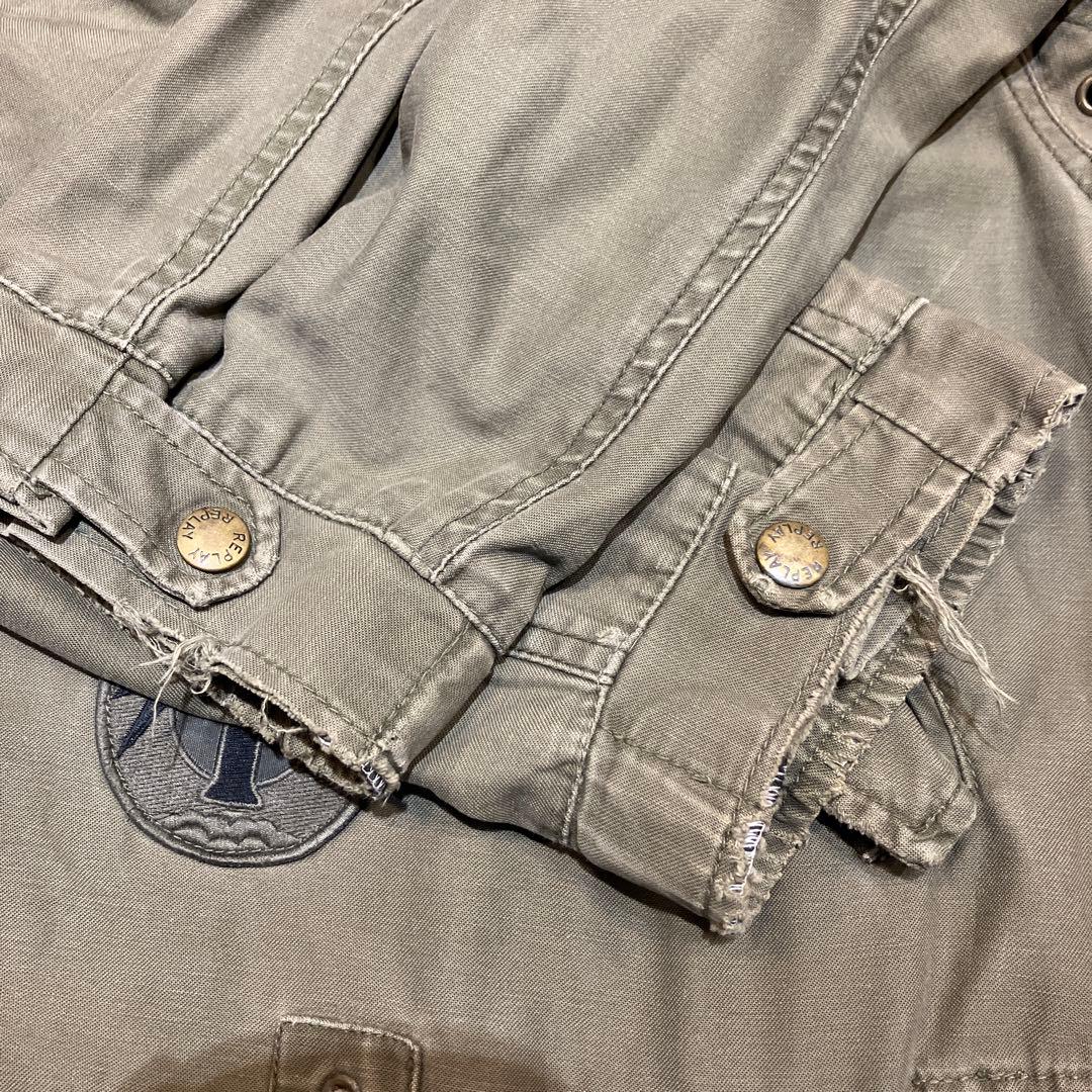 REPLAY モッズコート カーキ　ミリタリー　リプレイ　ユニオンジャック　刺繍