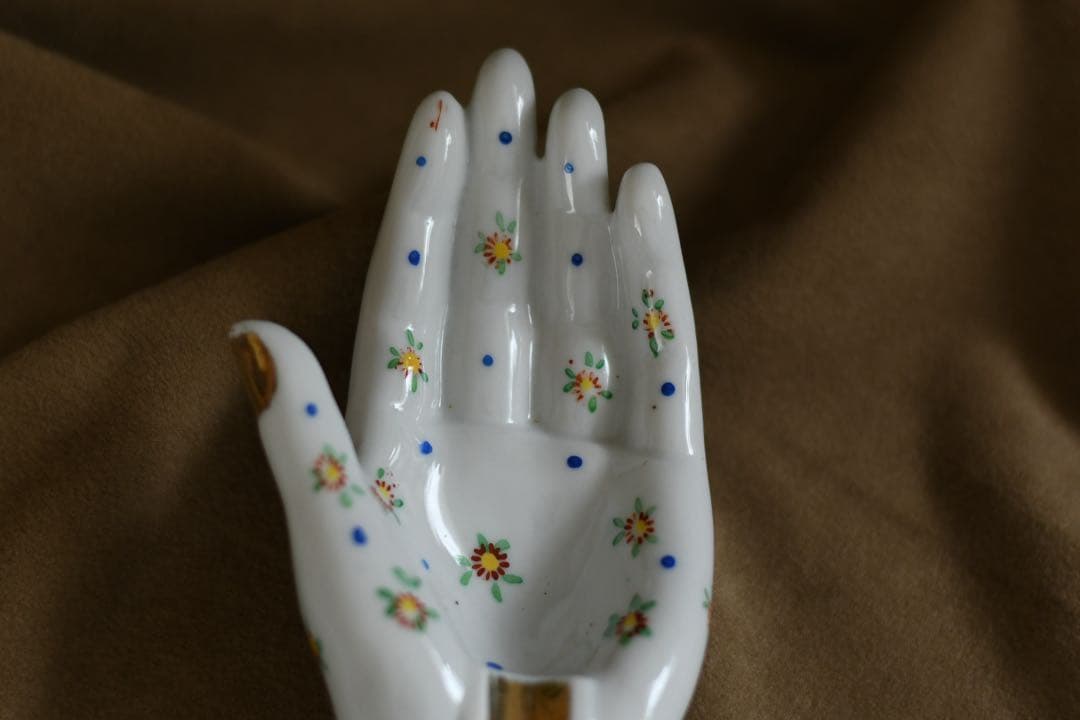 花柄　手形装飾品　ハンドトレイ　ヴィンテージ