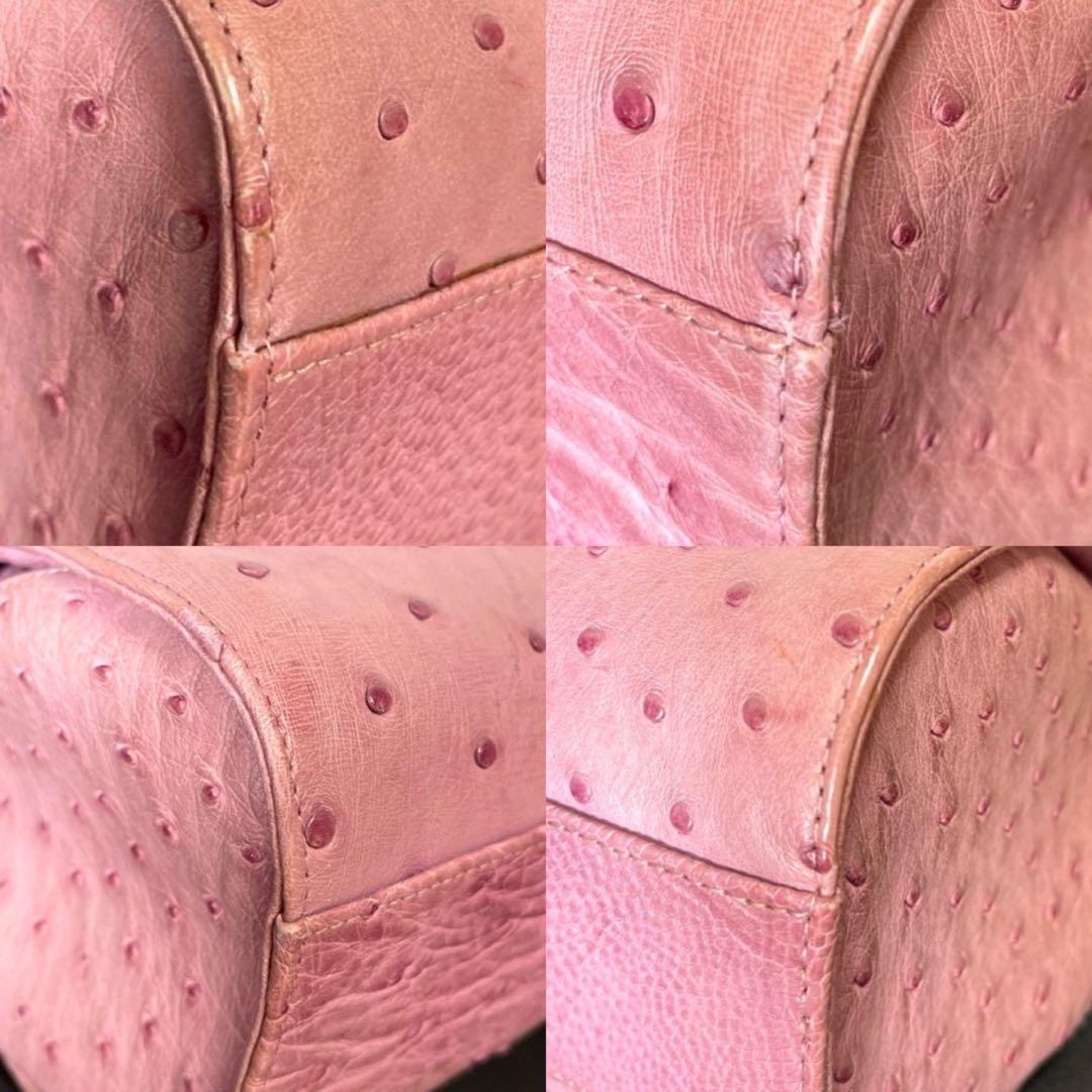 専用品HAMANO 濱野皮革工藝 オーストリッチ ダスティピンク ハンドバッグ