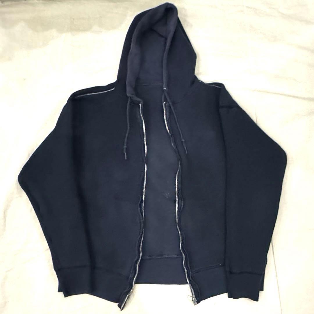 60s ダブルフェイス SWEAT ジップ パーカー 茄子紺 フェード ナス紺