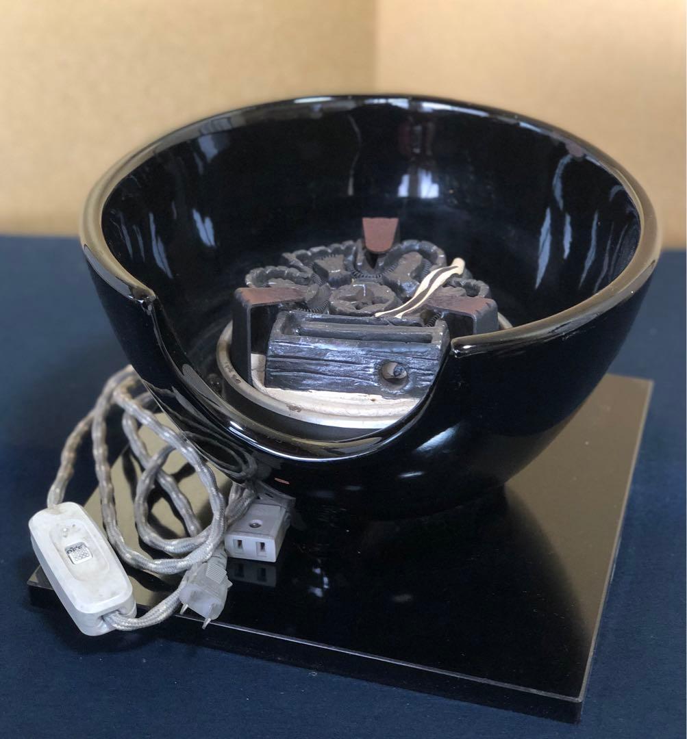 《R》茶道具 野々田式 黒真塗 風炉型電熱器 敷板一体型　　1f
