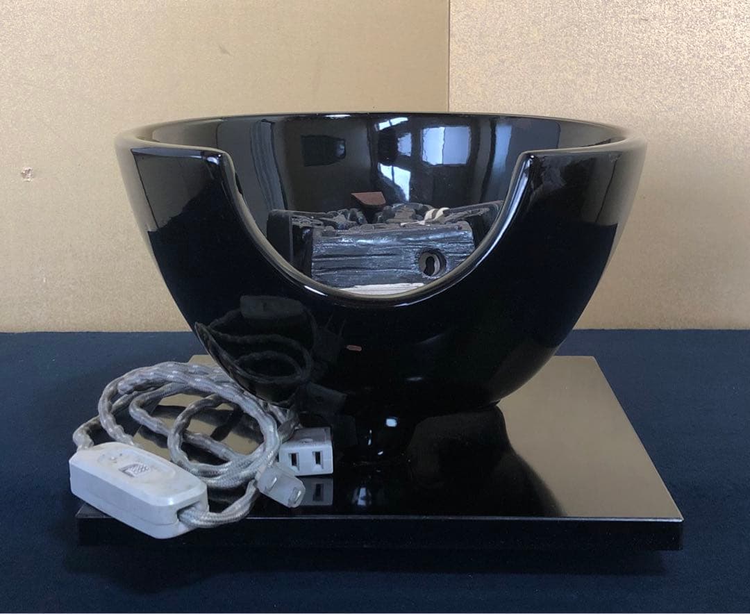 《R》茶道具 野々田式 黒真塗 風炉型電熱器 敷板一体型　　1f