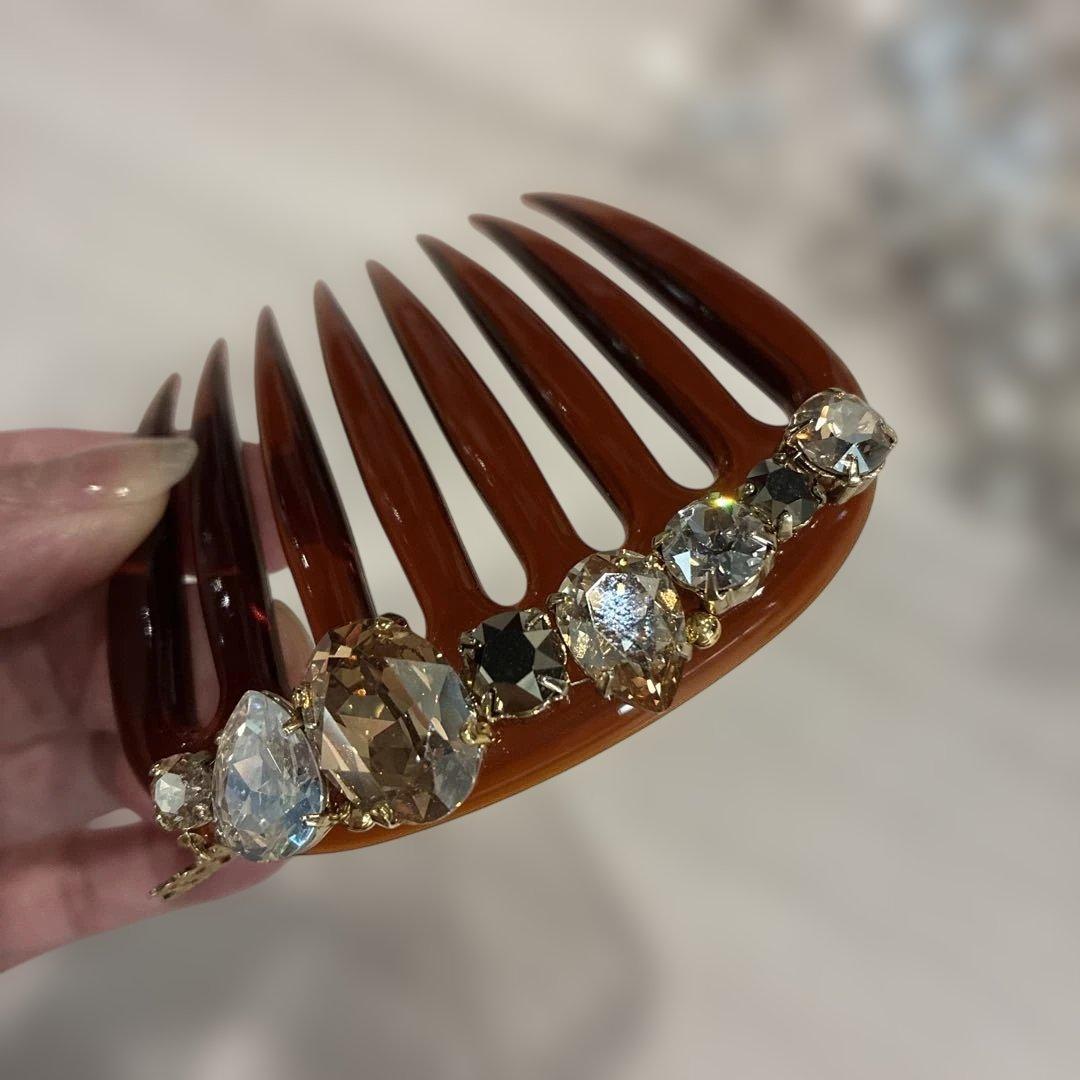 未使用に近いCaz スワロフスキークリスタル装飾ヘアコーム