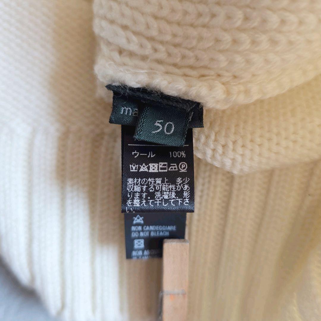 美品 ZANONE ラグランスリーブ アイボリー セーター 50 クルーネック