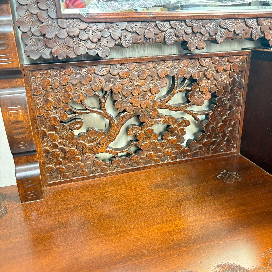 【元祖 軽井沢彫】軽井沢彫 鏡台　桜 さくら彫刻 大阪屋家具店　ドレッサー