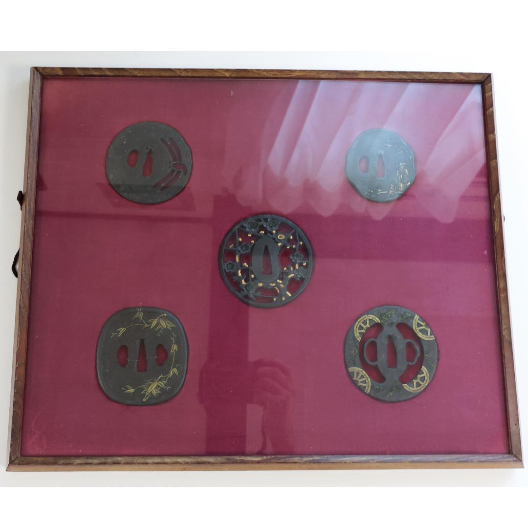 【最終値下げ】日本刀装具（鍔）5点セット（ケース付き）