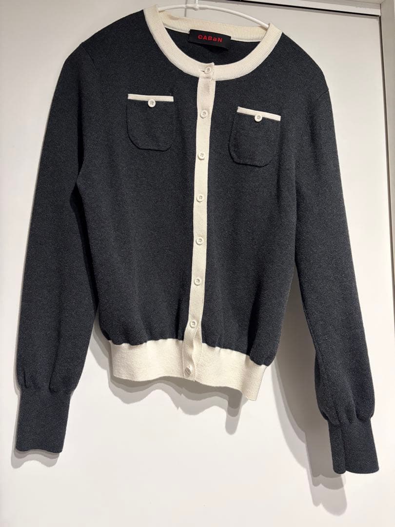 N*i様 《美品》CABaN コットンカシミヤ バイカラークルーネックカーディガ