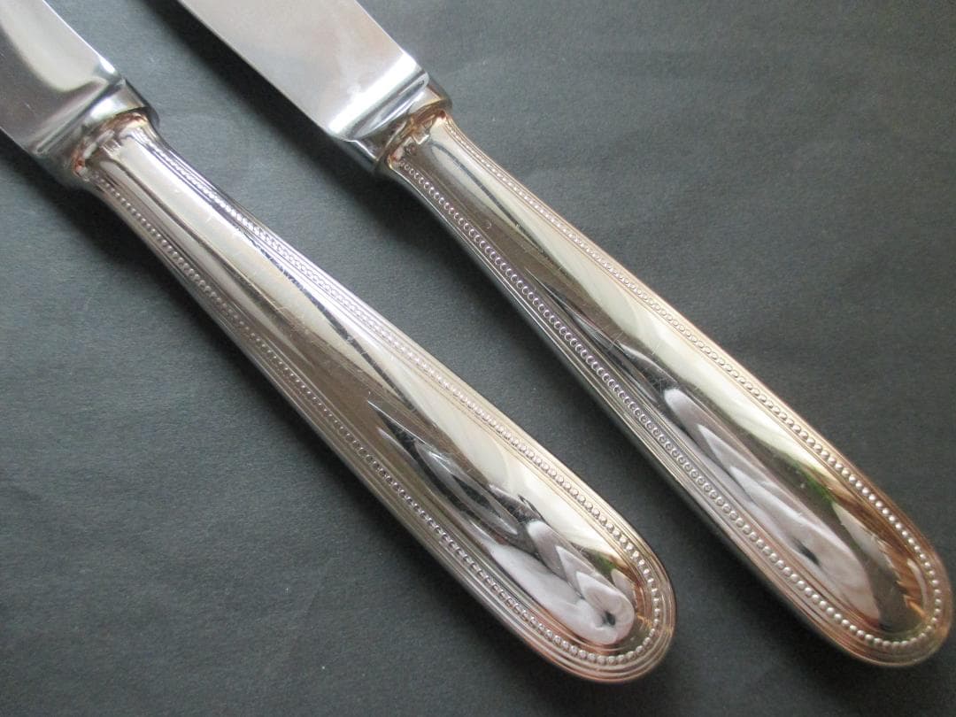 スロス4本☆銀器クリストフルシルバー　テーブルナイフ＆フォーク定番のパール