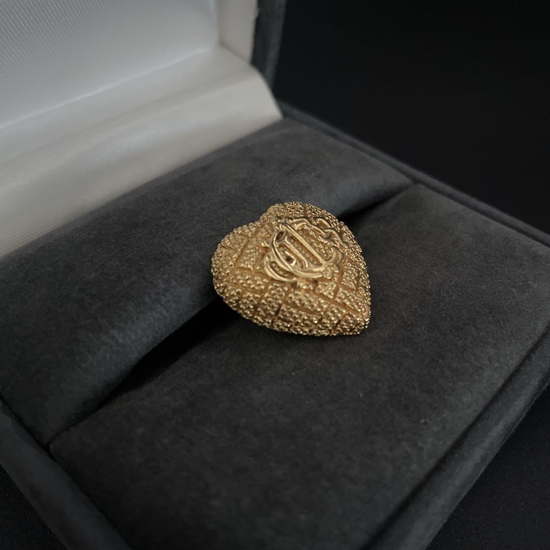 美品　オールド　ディオール　ピンブローチ　ハート　旧エンブレムロゴ　ゴールド