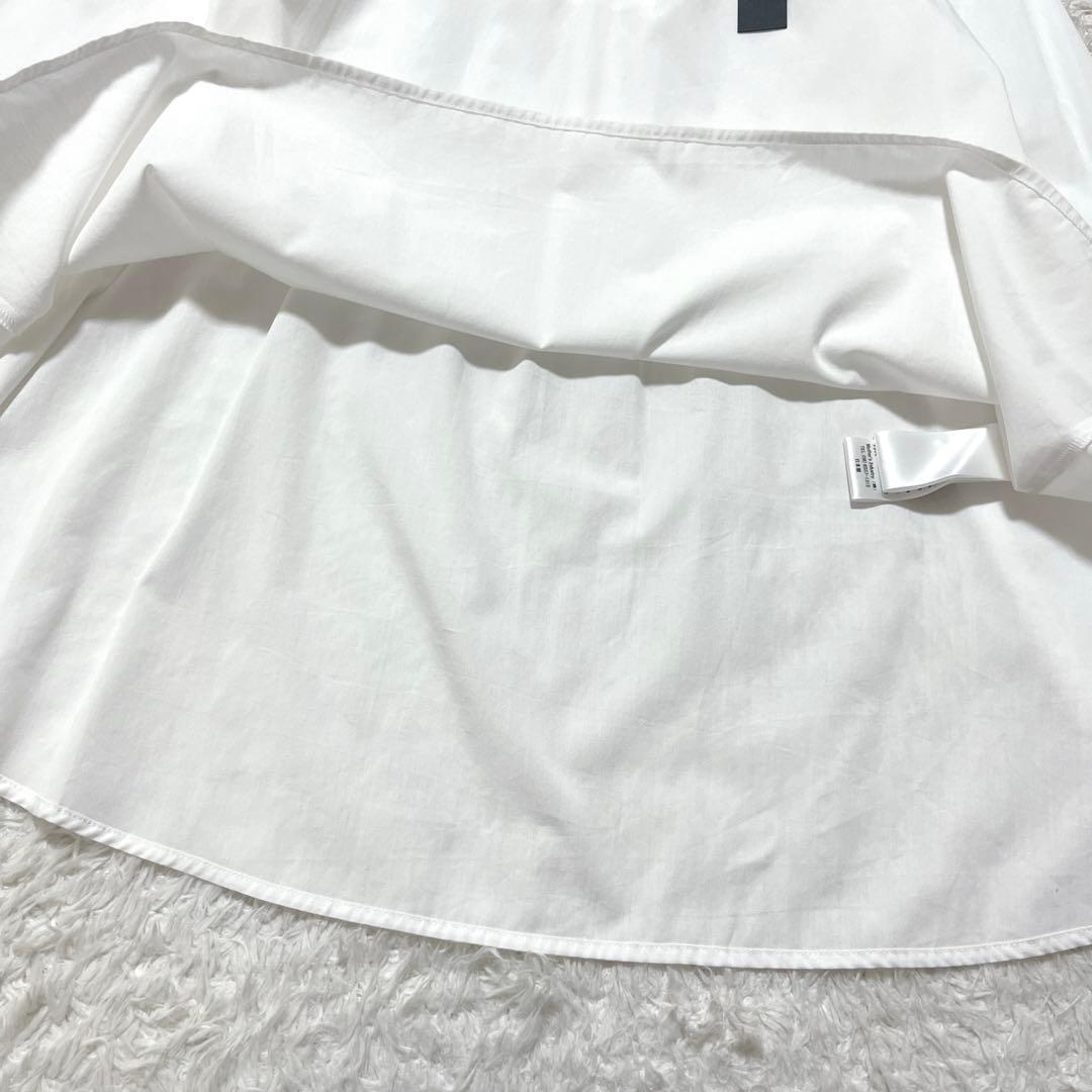 タグ付き新品✨ミズイロインド 丸襟ギャザー　ブラウスシャツ　長袖　ホワイト