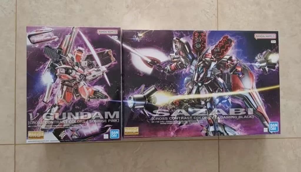 バンダイ MG サザビー トワイライトブラック& ν ガンダム 朝焼けピンク