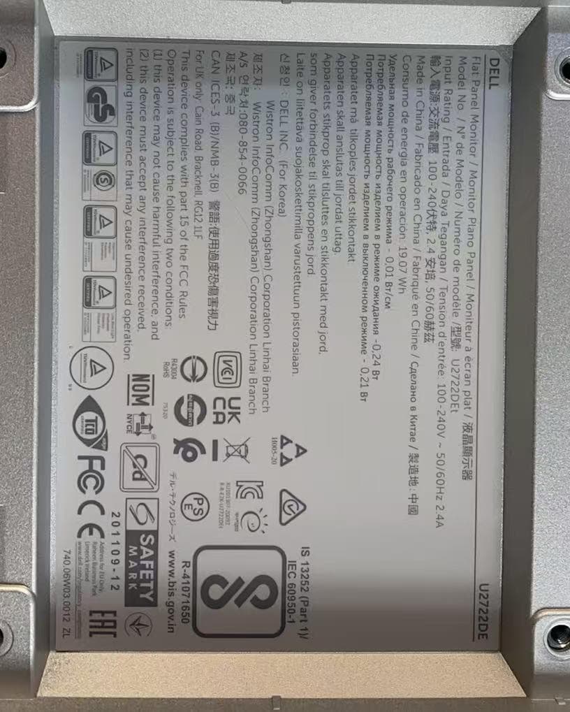 Dell 27インチ USB-Cハブ モニター U2722DE 訳あり