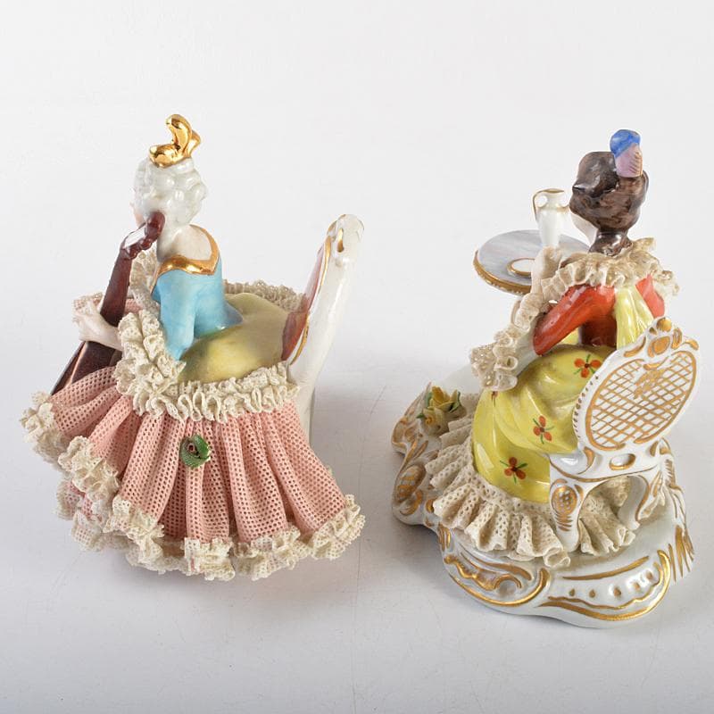専用フォルクシュテットなど　フィギュリン陶人形レースドール　2点　C　R7068