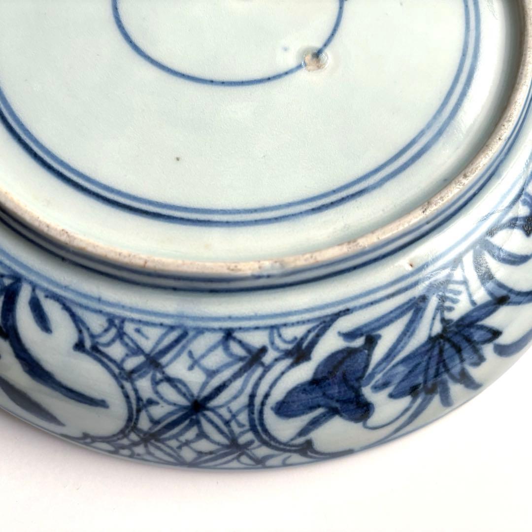 伊万里　古伊万里　江戸　後期　鶴上仙人図　富字　丸紋　牡丹　型紙摺り