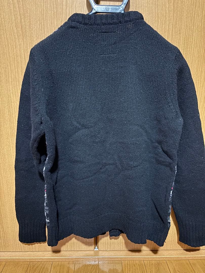 マーク&ロナ スカル柄ブラックニットカーディガンM