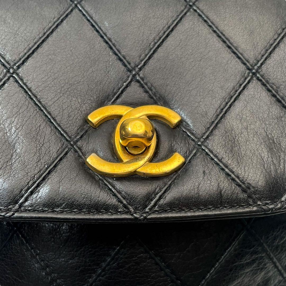 シャネル マトラッセ ビコローレ ラムスキン ウエストポーチ バッグ 黒色