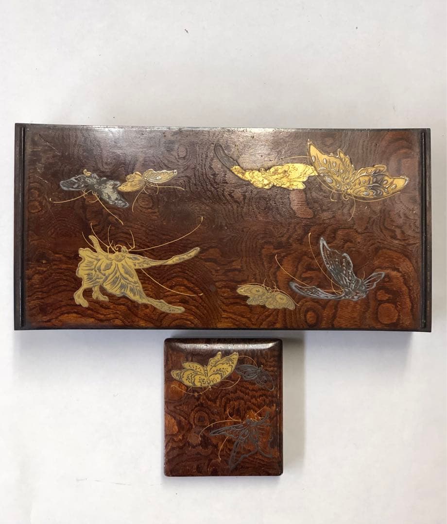 大名雛道具　金銀蒔絵　蝶図柄　長机.小鉢　木製　漆器　骨董品　揚羽蝶図柄