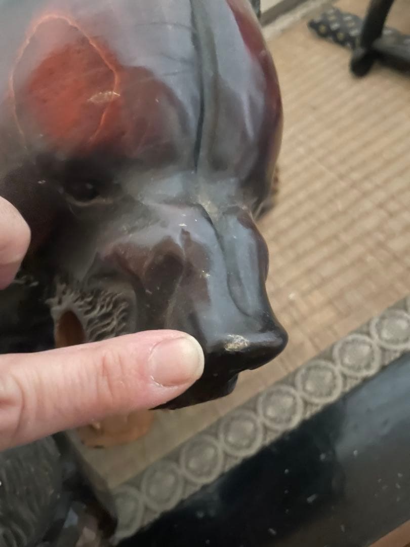 木製クマ彫刻 置物 特大