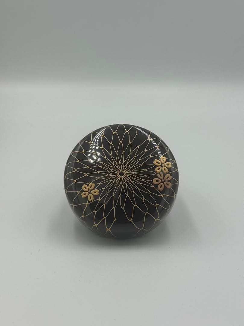 溜塗　網目桜　平棗　松峰作