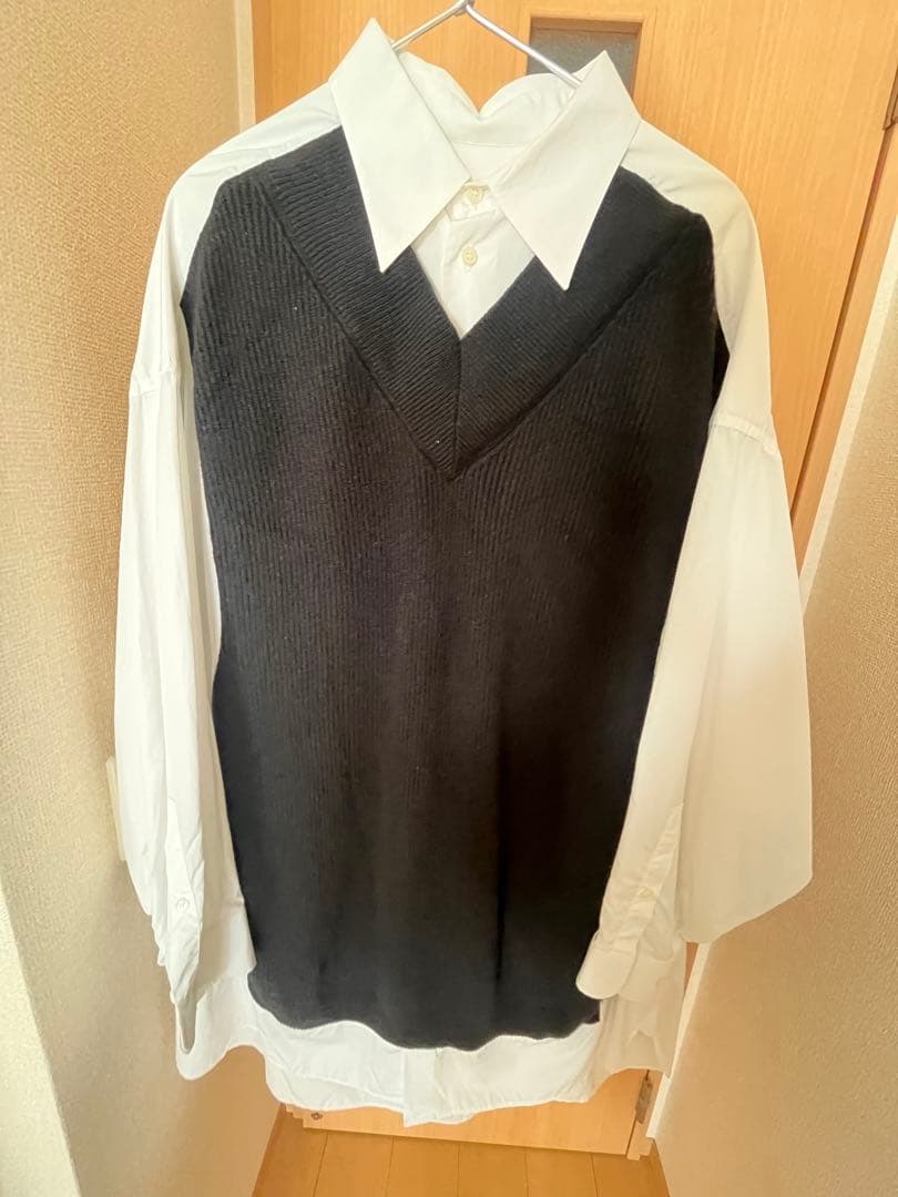 メゾンマルジェラ　ニットドッキングシャツ
