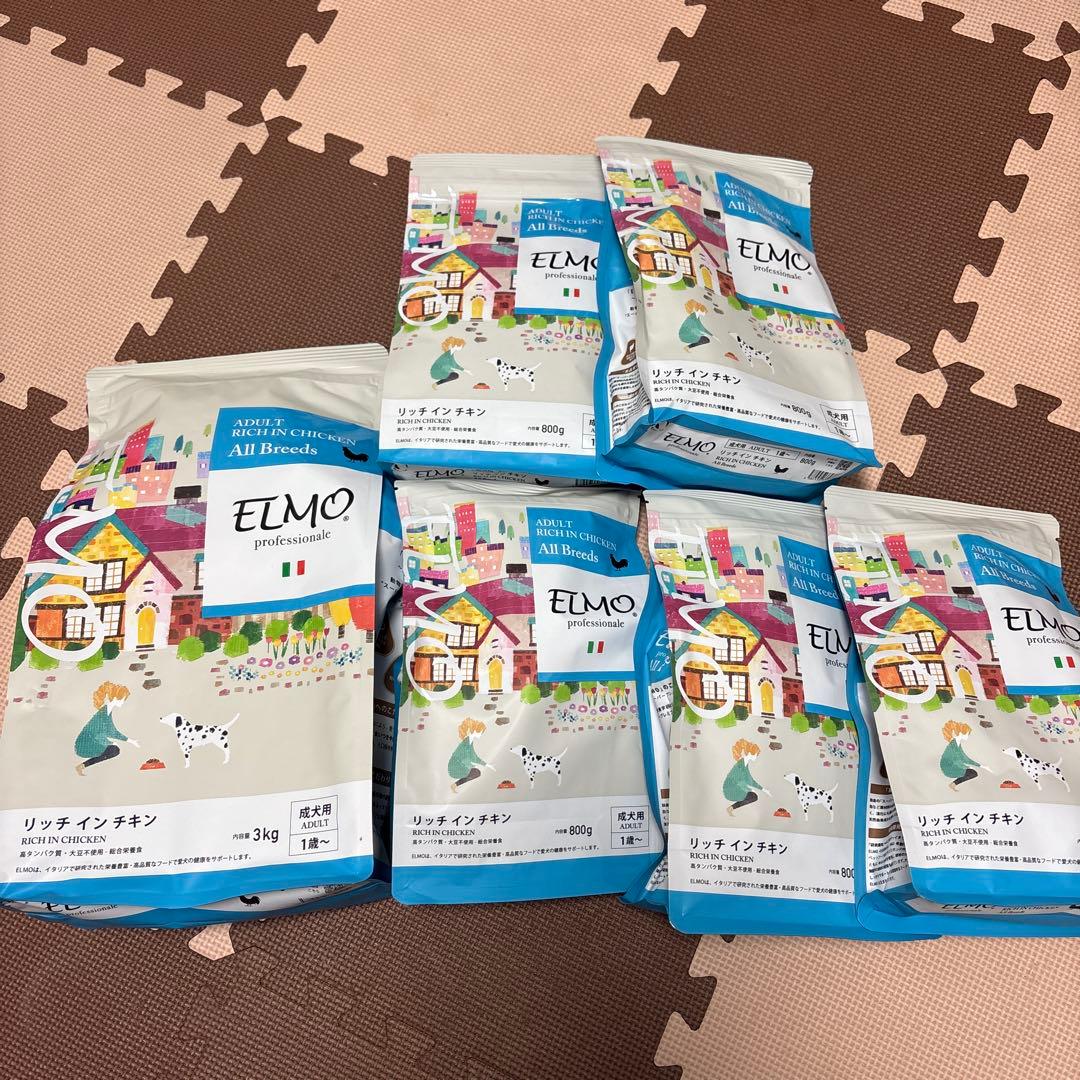 ELMO リッチインチキン 成犬用 3kg 1袋、800g5袋、計7kg