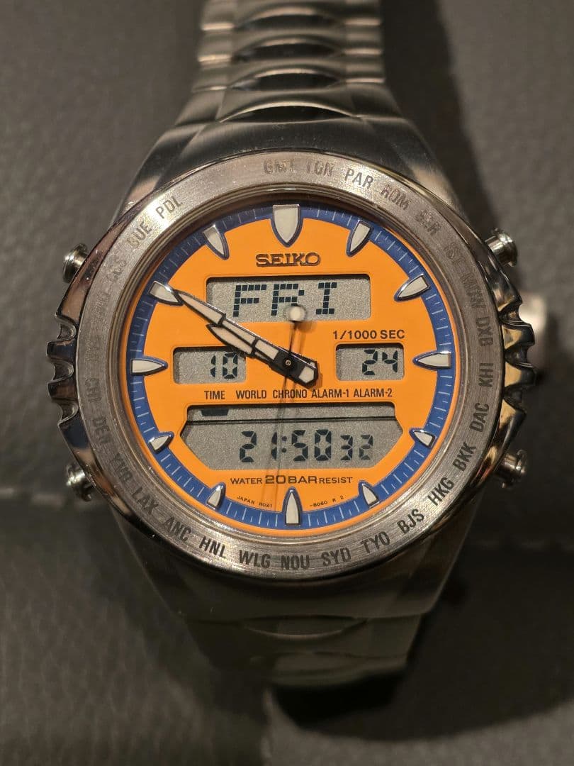 セイコー ジウジアーロ マッキナ・スポルティバ オレンジ アナデジ クロノ