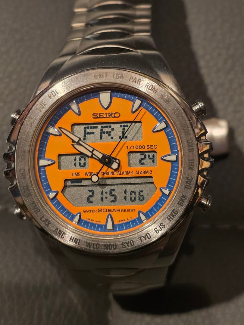 セイコー ジウジアーロ マッキナ・スポルティバ オレンジ アナデジ クロノ