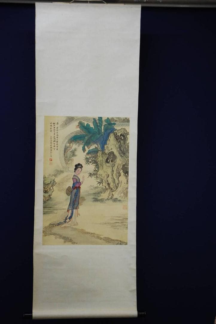 模写不詳/唐美人画賛/布袋屋掛軸HD-341