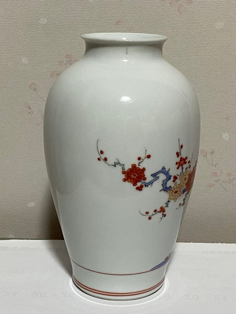 ♦染付 花鳥紋様 色絵磁器 花瓶 十二代 十三代 酒井田柿右衛門 人間国宝骨董品
