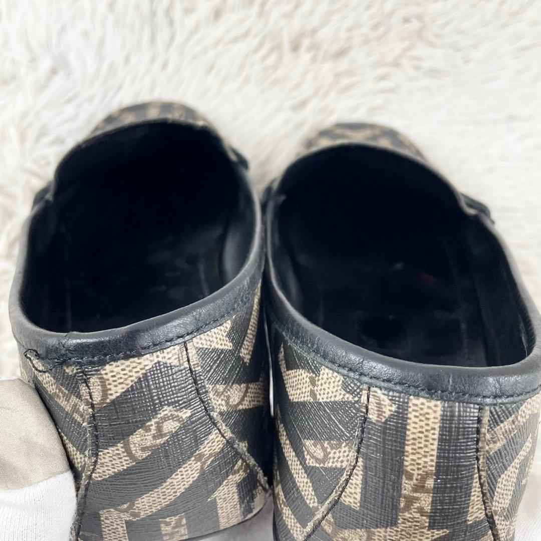 美品 グッチ PVC ローファー カレイド GG柄 ロゴ型押し ブラウン